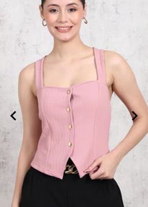 Cute Mauve Button-Down Crop Top