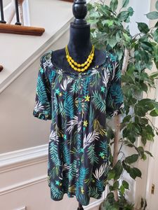 Tropical Print Off-Shoulder Top