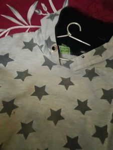 Grey Star Print Hoodie