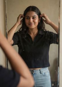 Classic Black Cropped Polo Shirt