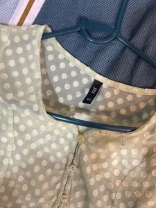 Light Green Polka Dot Peplum Top