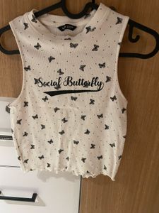Socail Butterfly Print tank top