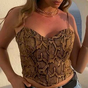 ZARA Snakeskin Print Corset Top