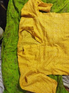 Yellow Printed Kurta