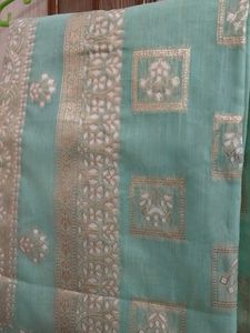 Elegant Mint Green Saree with Gold
