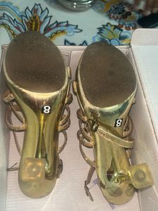 Sparkling Gold Strappy Heels