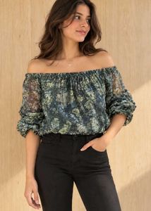 shimmer off-shoulder floral top
