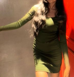 Olive Green Bodycon Mini Dress