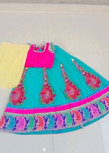 Sea Green Lahenga Set For Small Girl