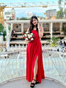 Stunning Red High Slit Maxi Dress