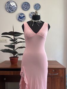 Chic Pink Ruffle Maxi Dress