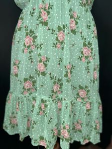 Mint Green Floral Wrap Dress