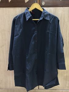 Women's Oversized Shirt Combo – Navy Blue &amp; Fuchsi