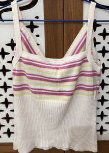 Striped Rib-knit surplice camisole !