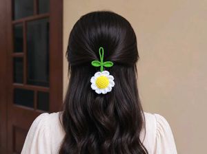 Handmade Crochet Daisy Hair Clip