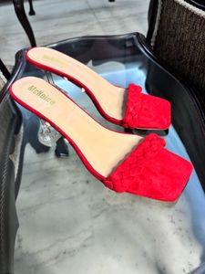 Stylish Red Suede Mules