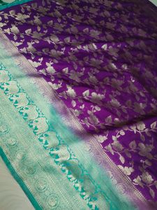 New Model Purple💜sea Green Big Border Saree