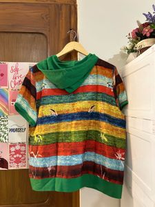 Vibrant Floral Print Hoodie Top