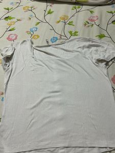 White Button-Up Ribbed Top