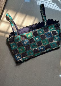 Blue nd Green Sequin  Blouse