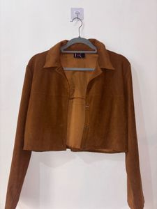 Stylish Brown Suede Cropped Jacket