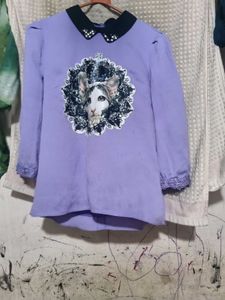 Cute Cat Print Lilac Top