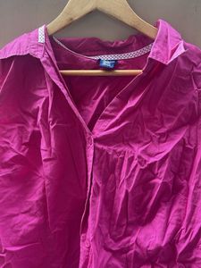 Sleeveless Pink Button-Up Shirt