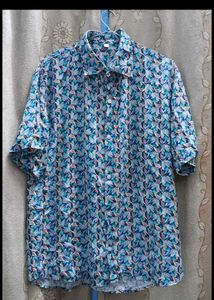 Stylish Blue Floral Print Shirt