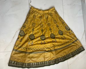 Yellow Green Ethnic Skirt