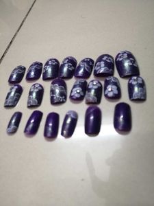 Premium Purple Lace Press-On Nail Set
