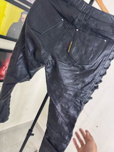 Black Lace-Up Faux Leather Pants