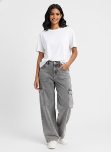 Washed Grey Cargo Jeans