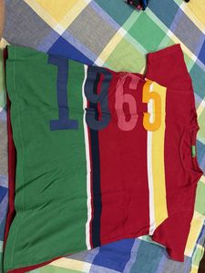 Benetton Red &amp; Yellow Striped T-Shirt