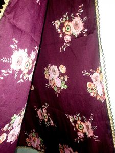 Floral Print Dupatta with Lace Border