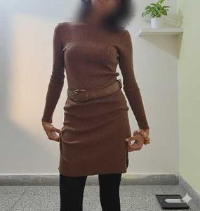 Brown Knit Bodycon Dress