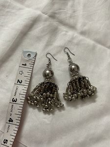 Bohemian Silver Jhumka Earrings