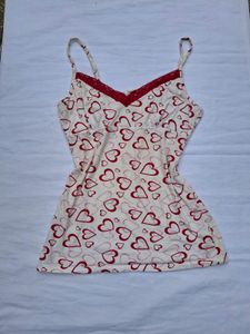 Cream Heart Print Cami Top