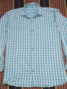 Blue and White Checked Casual Shirt for Men - Size