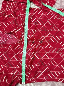 Red Geometric Print Kurta