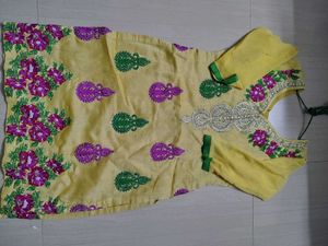 Elegant Yellow Embroidered Kurta with duppta