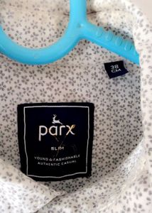 Parx Micro Print Slim Fit Shirt White Grey