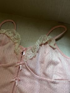 Cute Pink Lace Trim Cami Top