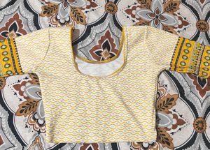 Stylish Yellow and White Print Blouse