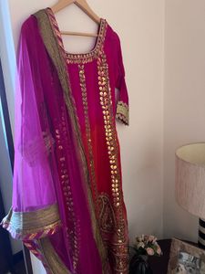 Stunning Pink Kurta Set with Gold Embellishments