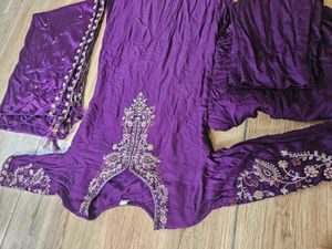 Elegant Purple Embroidered Kurta Set