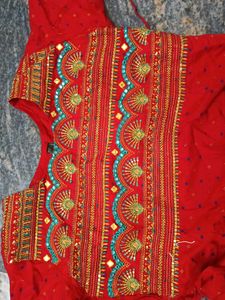 Vibrant Red Embroidered Kurti