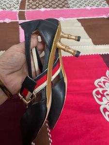Black Pointed Toe Heels with Ankle Strap