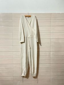 korean Cozy Cream Wrap jumpsuit Set
