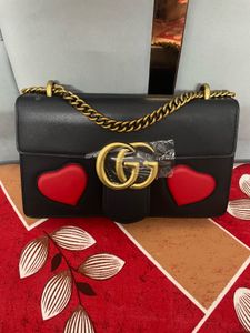 Black Leather Heart Crossbody Bag