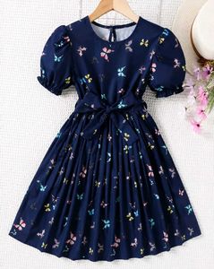 Navy Butterfly Print Dress